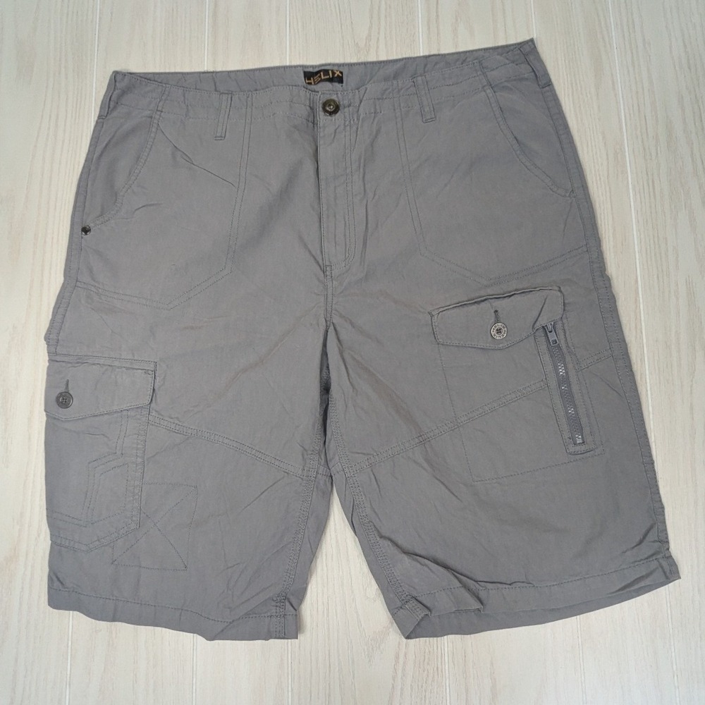 Helix Cargo Shorts 40 Gray Cotton‎ Nylon Casual Outdoor Pockets